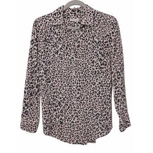 Equipment womens small 100% silk blouse animal print shirt gray shirt pale pink